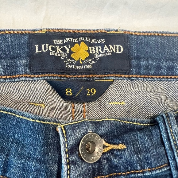 Lucky Brand Sweet’n Low Bermuda Denim Shorts Women’s 8/29 | Medium Wash Raw Hem - Picture 2 of 5